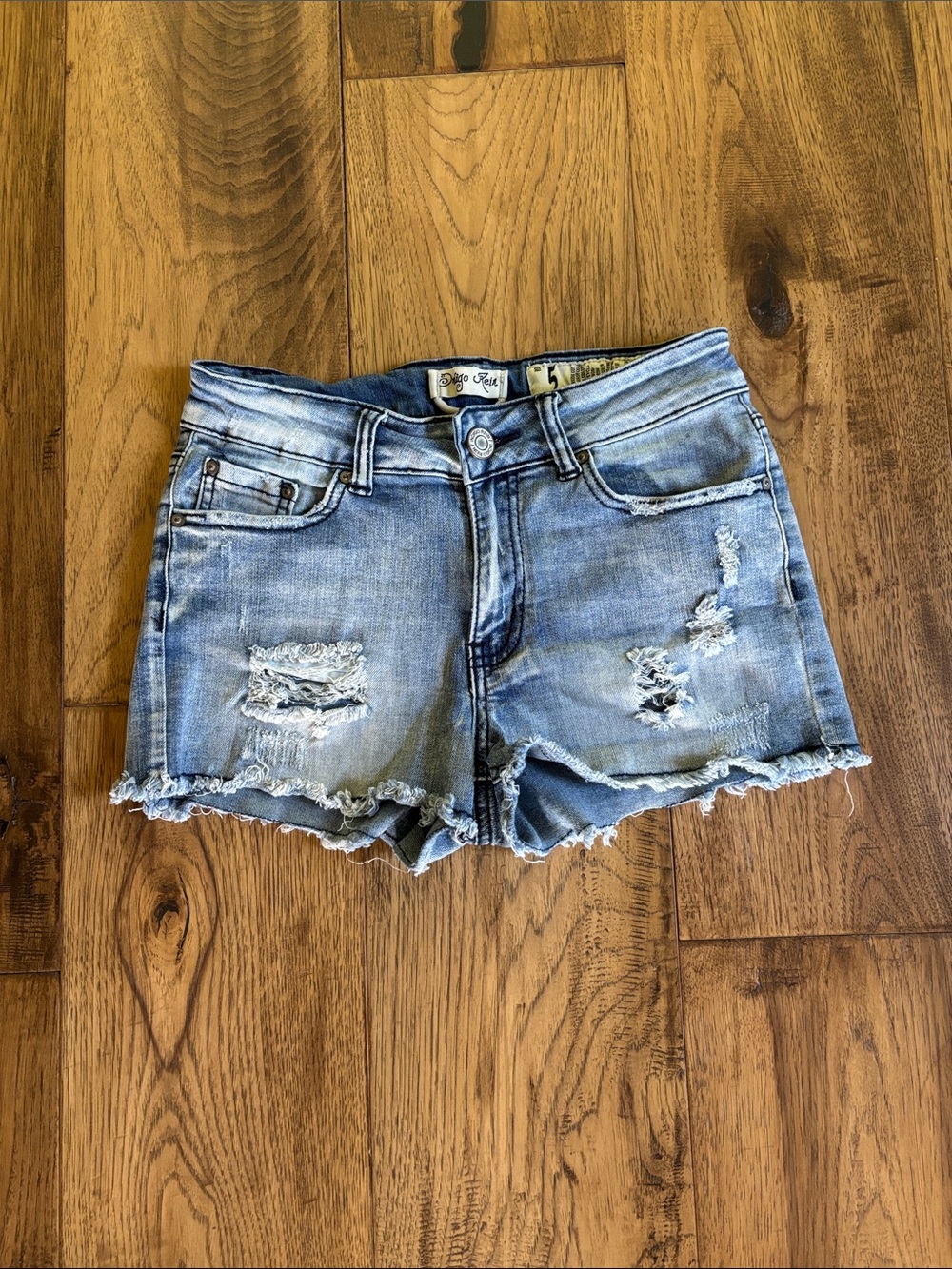 Indigo Rein Light Blue Distressed Denim Shorts Size 5